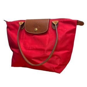 LONGCHAMP Le Pliage Nylon Shopping Tote in Red Nylon